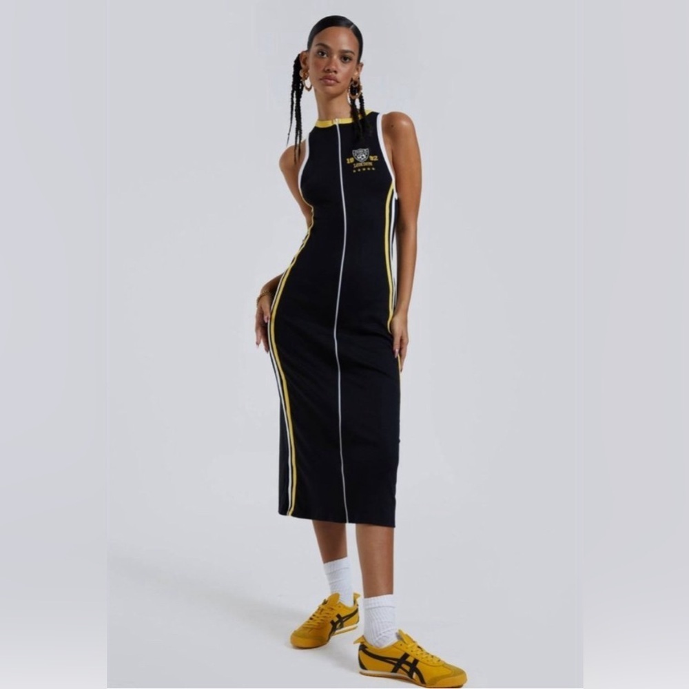 Jaded London Zip Through Maxi Dress in Black Size 6 US NWT